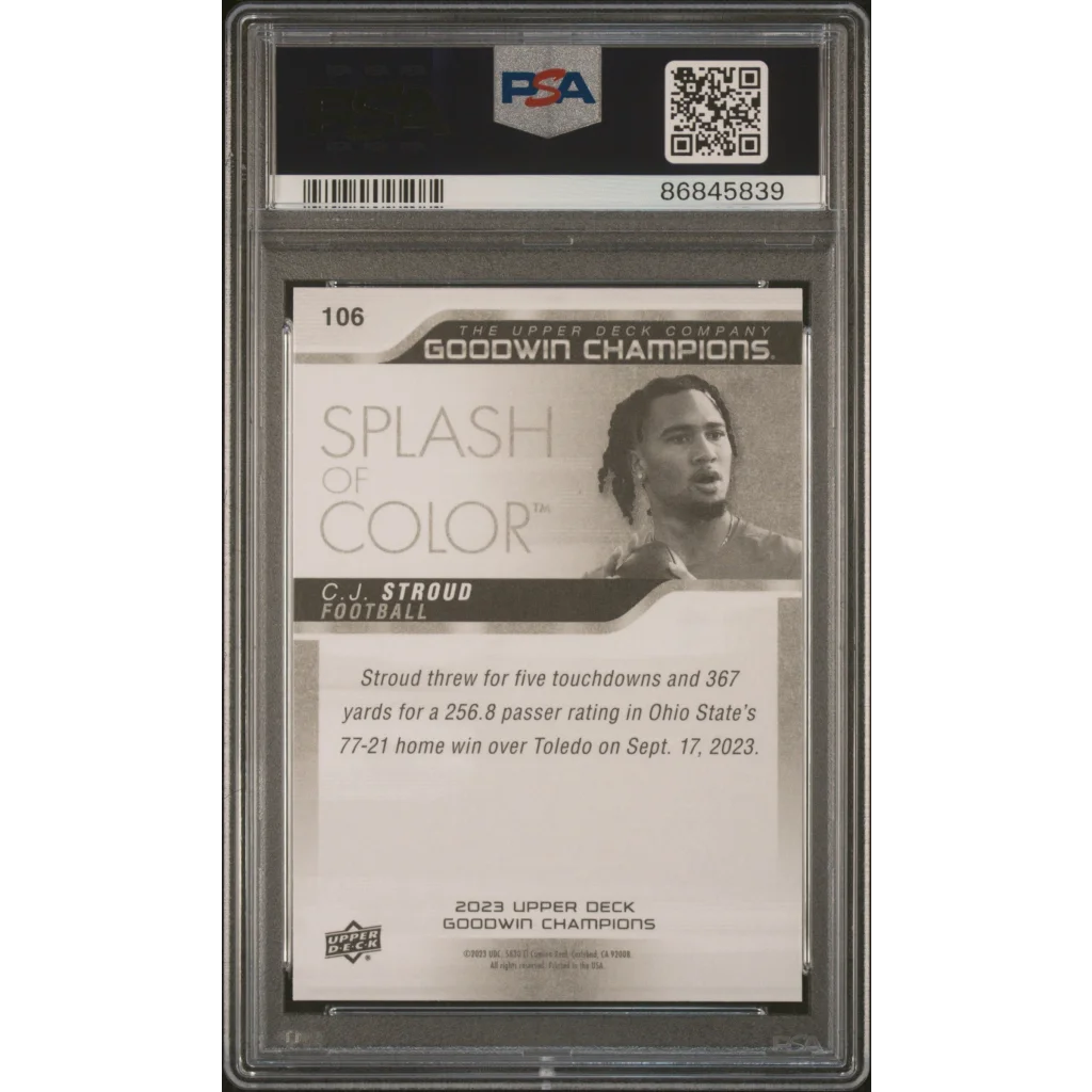 Graded PSA 10 2023 Upper Deck Goodwin Champions CJ Stroud Rookie RC Card