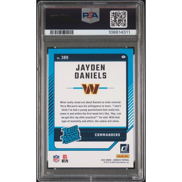 Graded 2024 Donruss Press Proof Green Jayden Daniels #389 Rookie RC Football Card PSA 9 Mint | PSA 9 Mint Graded Rookie Card | vintageantiquesgifts.com