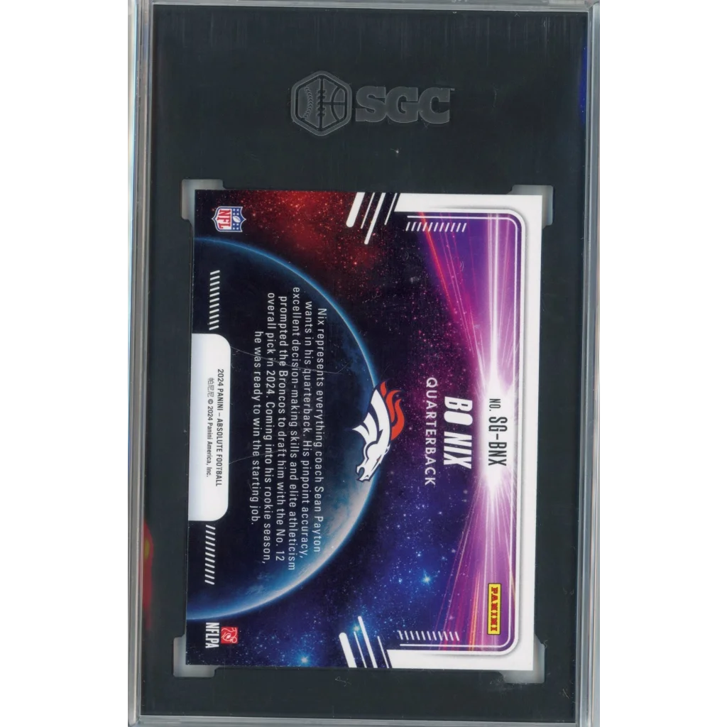 PSA graded Bo Nix football trading card from 2024 Panini Absolute collection