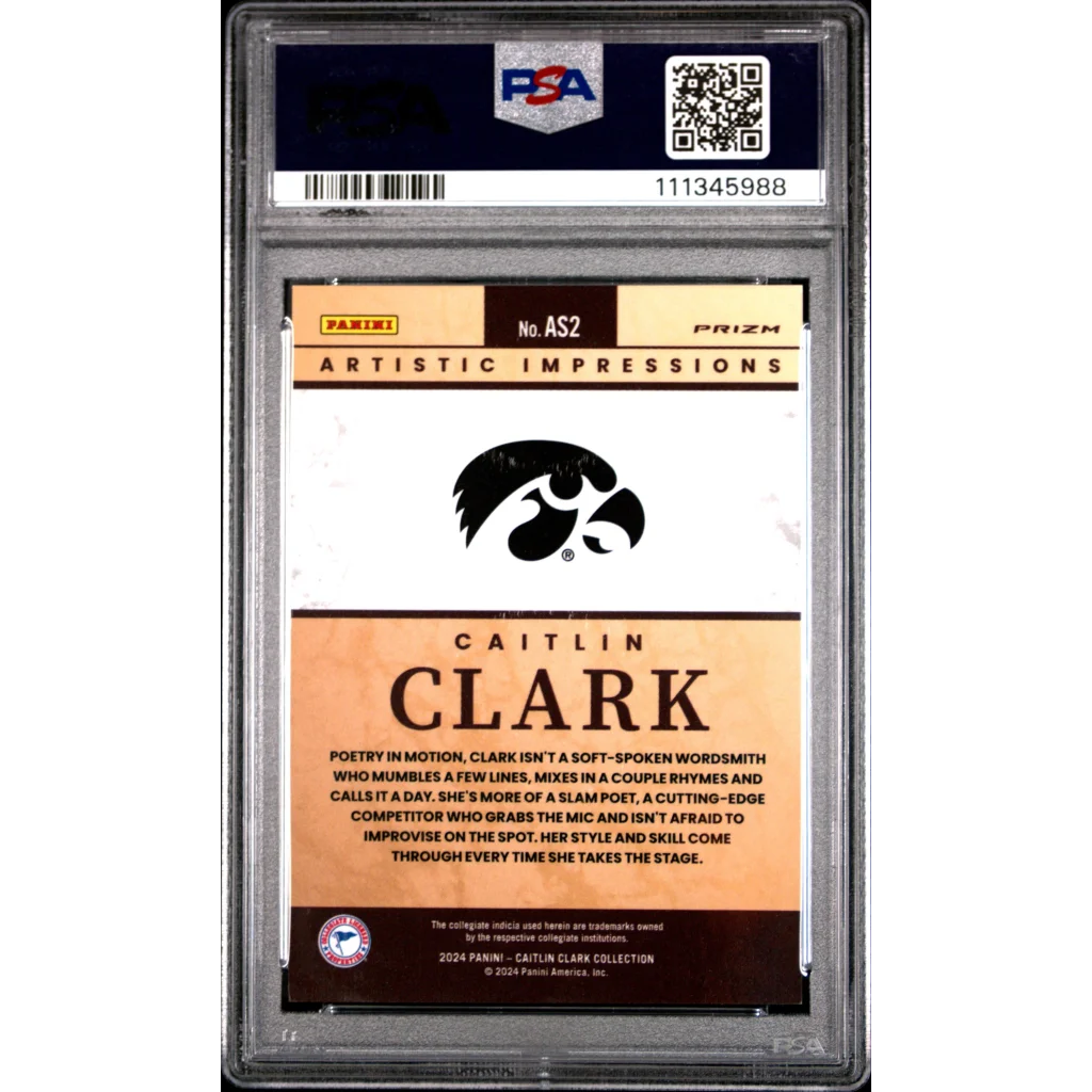 Graded 2024 Panini Caitlin Clark Collection Caitlin Clark #AS2 Artistic Selection Rookie RC Basketball Card PSA 10 Gem Mint | PSA 10 Gem Mint Graded Rookie Card | vintageantiquesgifts.com