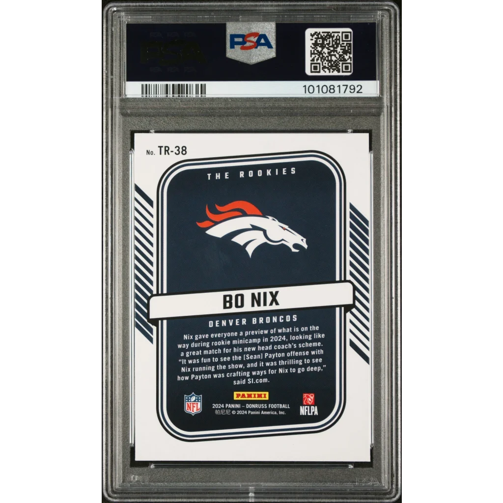 Graded PSA 10 2024 Panini Donruss Bo Nix Broncos Rookie Card