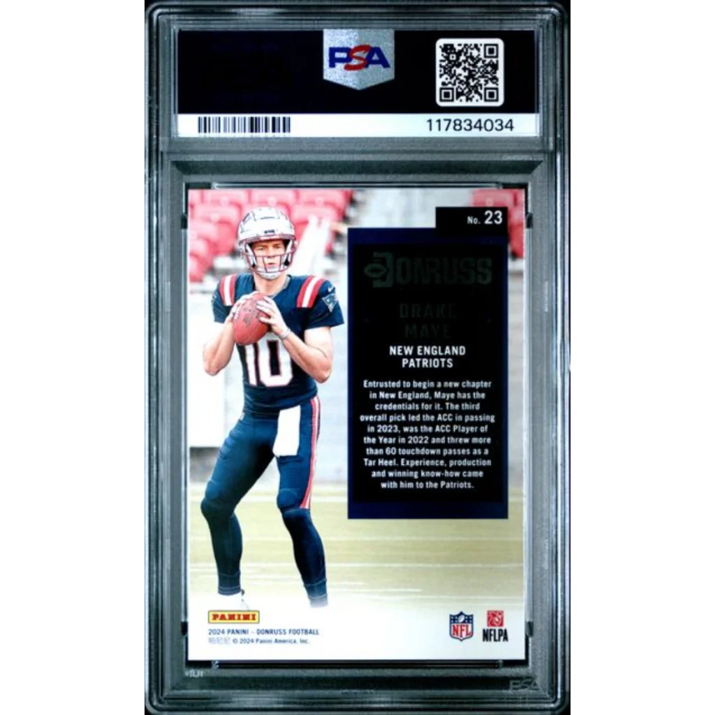 PSA 10 Graded 2024 Panini Donruss Drake Maye #23 Retro 1994 Rookie RC Card