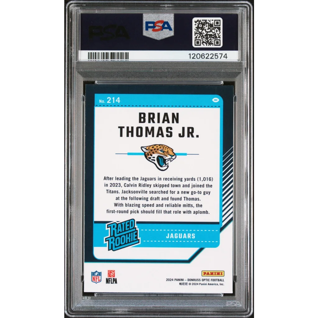 Graded PSA 8 2024 Panini Donruss Optic Brian Thomas Jr. #214 Rookie RC Card