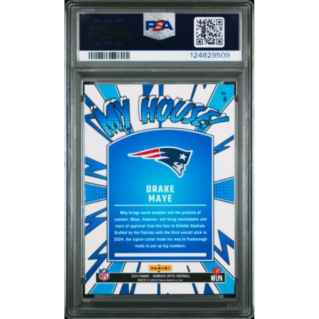 Graded 2024 Panini Donruss Optic Drake Maye #8 My House! Rookie RC Football Card PSA 10 Gem Mint