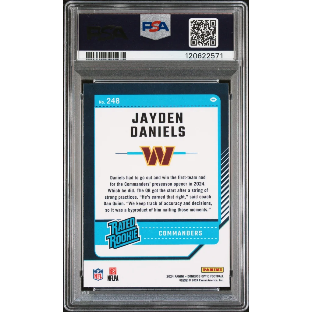 Graded 2024 Panini Donruss Optic Jayden Daniels #248 Rookie RC Football Card PSA 8 Near Mint
