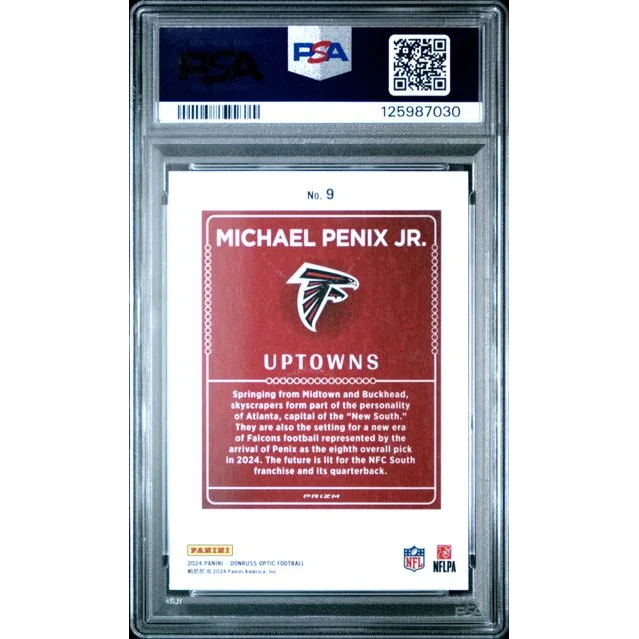 Graded 2024 Panini Donruss Optic Michael Penix Jr #9 Uptowns Rookie RC Football Card PSA 9 Mint | PSA 9 Mint Graded Rookie Card | vintageantiquesgifts.com