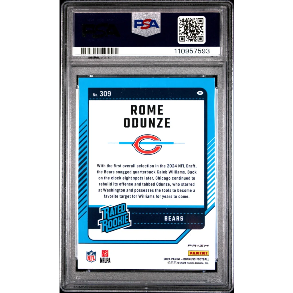 Graded 2024 Panini Donruss Rome Odunze Optic Preview Pink Rookie RC PSA 10
