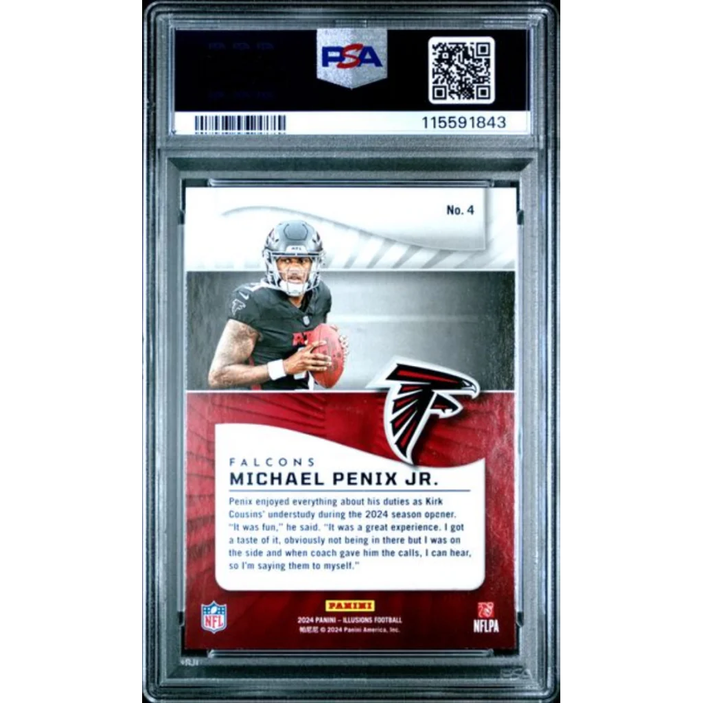 Graded 2024 Panini Illusions Michael Penix Jr #4 Retail Rookie RC Football Card PSA 10 Gem Mint | PSA 10 Gem Mint Graded Rookie Card | vintageantiquesgifts.com