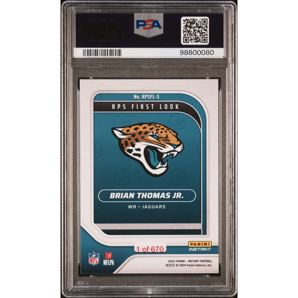 Graded 2024 Panini Instant NFL Brian Thomas Jr #RPSFL5 RPS First Look Rookie RC Football Card PSA 9 Mint | PSA 9 Mint Graded Rookie Card | vintageantiquesgifts.com