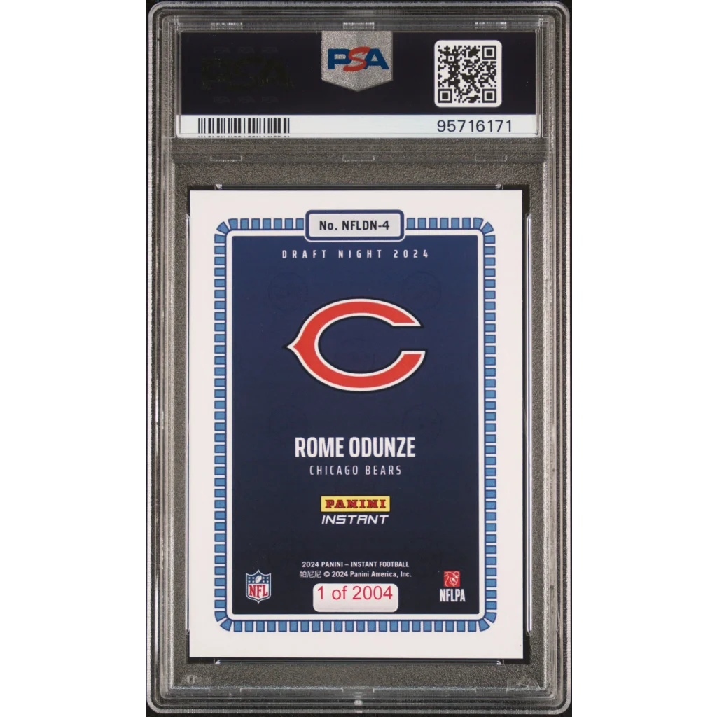 Graded 2024 Panini Instant NFL Rome Odunze #4 Draft Night Rookie RC Football Card PSA 9 Mint | PSA 9 Mint Graded Rookie Card | vintageantiquesgifts.com