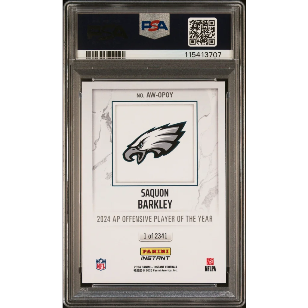 Graded 2024 Panini Instant NFL Saquon Barkley #OPOY Award Winners Football Card PSA 10 Gem Mint