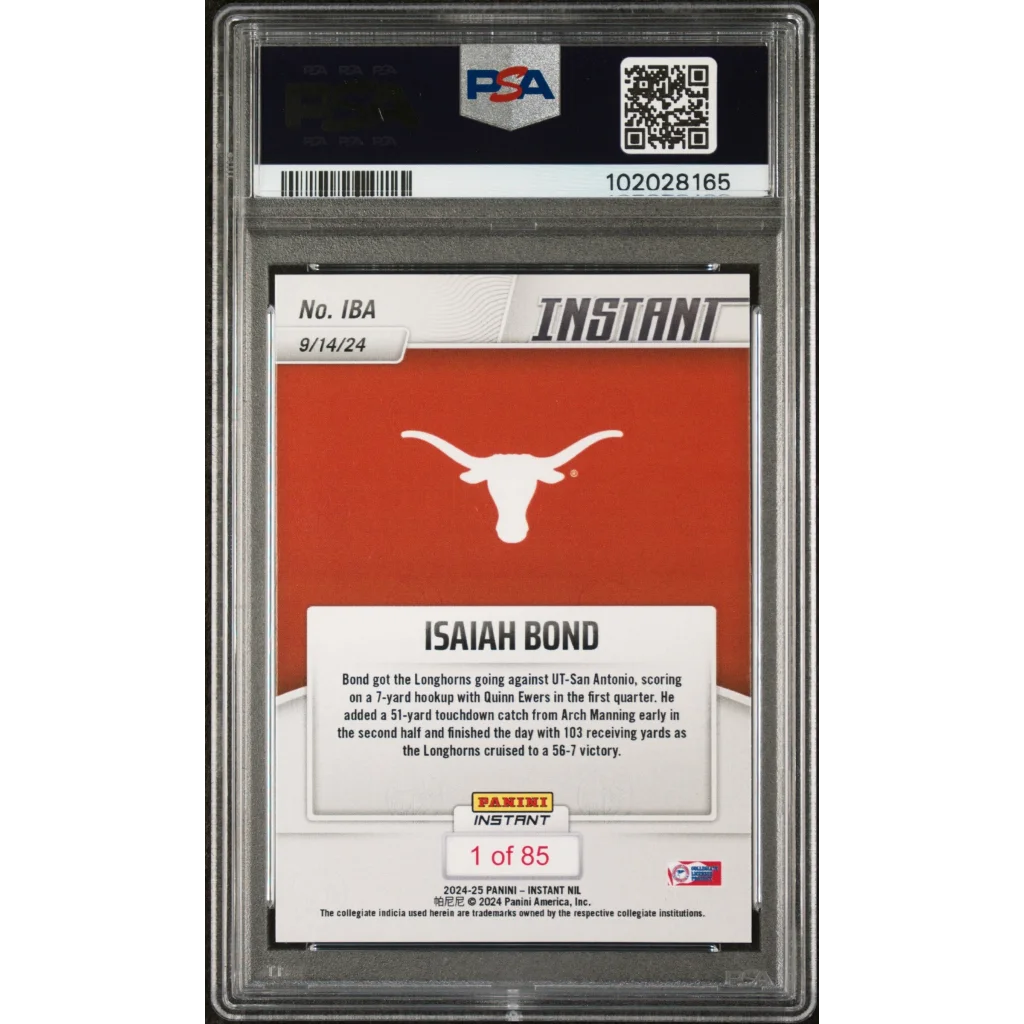PSA Graded 2024 Panini Instant NIL Isaiah Bond Football Card product image