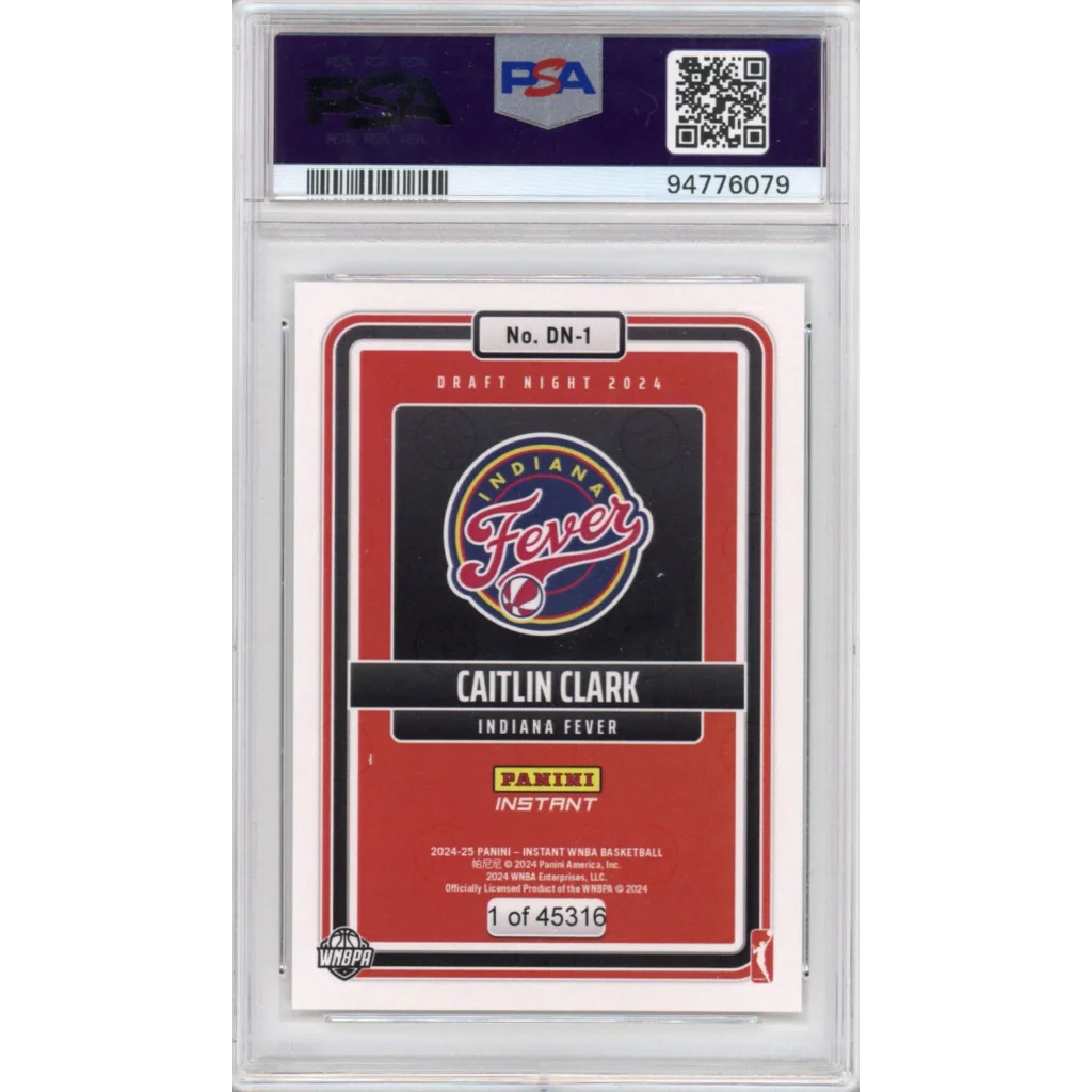 PSA 10 Graded 2024 Panini Instant Caitlin Clark WNBA Draft Night Rookie Card