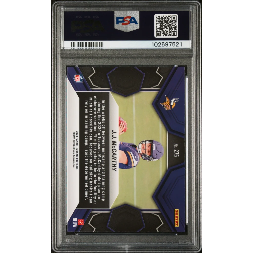 Graded PSA 10 2024 Panini Mosaic JJ McCarthy Rookie RC Football Card