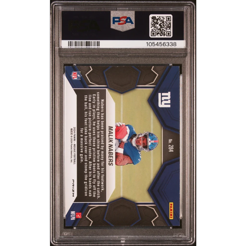 Graded PSA 10 Malik Nabers 2024 Mosaic Camo Pink NFL Debut football trading card