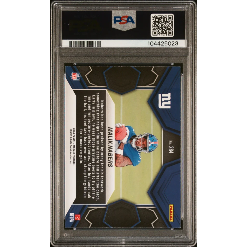 Graded 2024 Panini Mosaic Malik Nabers #284 Rookie RC Football Card PSA 8 Near Mint | PSA 8 NM-MT Graded Rookie Card | vintageantiquesgifts.com