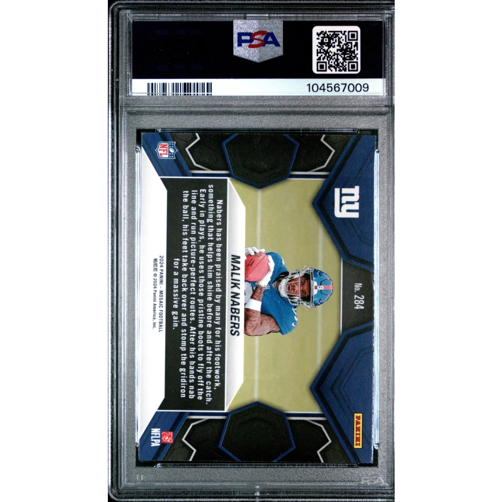 Graded 2024 Panini Mosaic Malik Nabers #284 Rookie RC Football Card PSA 9 Mint | PSA 9 Mint Graded Rookie Card | vintageantiquesgifts.com