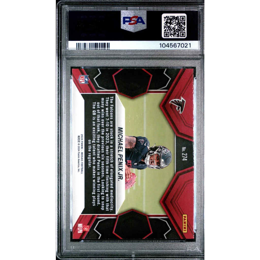 Graded 2024 Panini Mosaic Michael Penix Jr #274 Rookie RC Football Card PSA 10 Gem Mint | PSA 10 Gem Mint Graded Rookie Card | vintageantiquesgifts.com