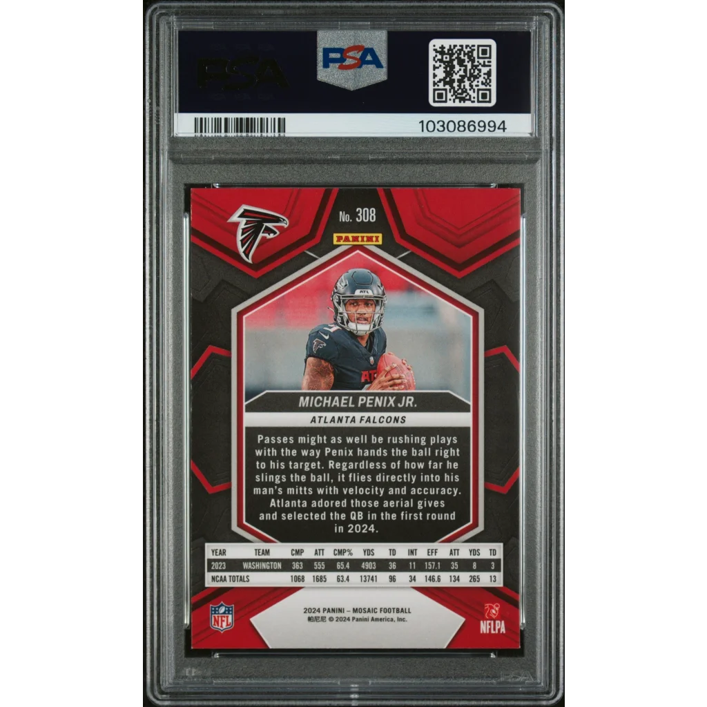PSA graded Michael Penix Jr football card from 2024 Mosaic Rookie Card series