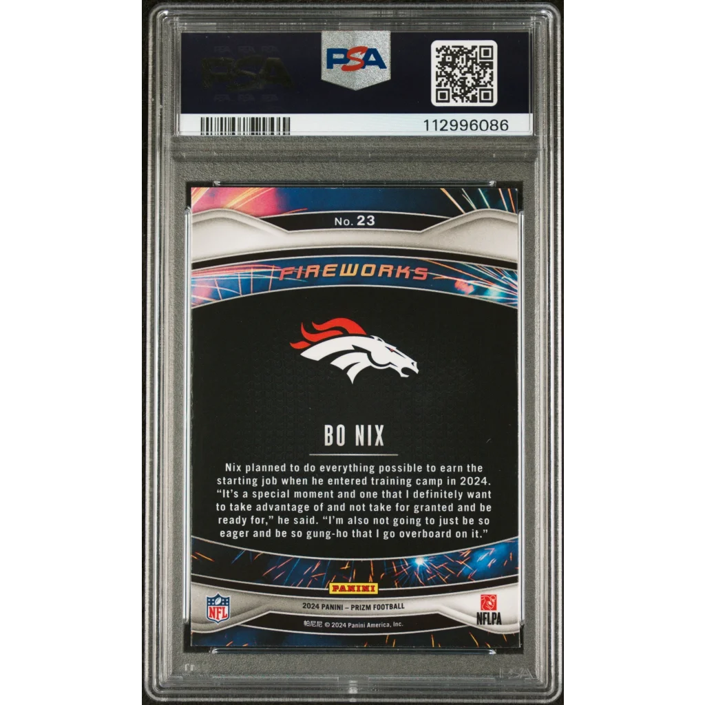 Graded Bo Nix 2024 Prizm Fireworks Football Card ready to explode