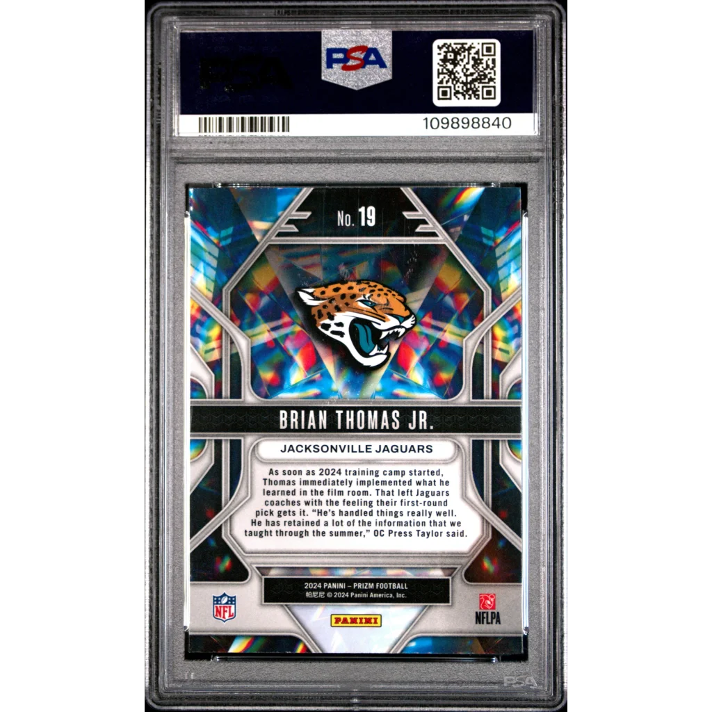 Graded 2024 Panini Prizm Brian Thomas Jr #19 Prizmatic Rookie RC Football Card PSA 10 Gem Mint | PSA 10 Gem Mint Graded Rookie Card | vintageantiquesgifts.com