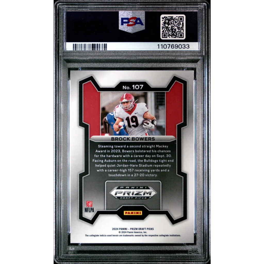Graded 2024 Panini Prizm Draft Picks Brock Bowers #107 Rookie RC Football Card PSA 10 Gem Mint | PSA 10 Gem Mint Graded Rookie Card | vintageantiquesgifts.com