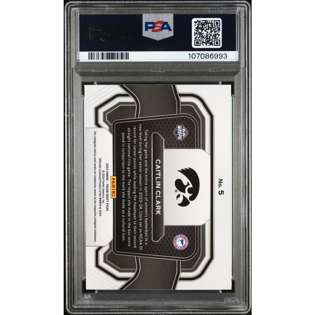 Graded Caitlin Clark Panini Prizm Draft Picks Campus Legends card for sports fans