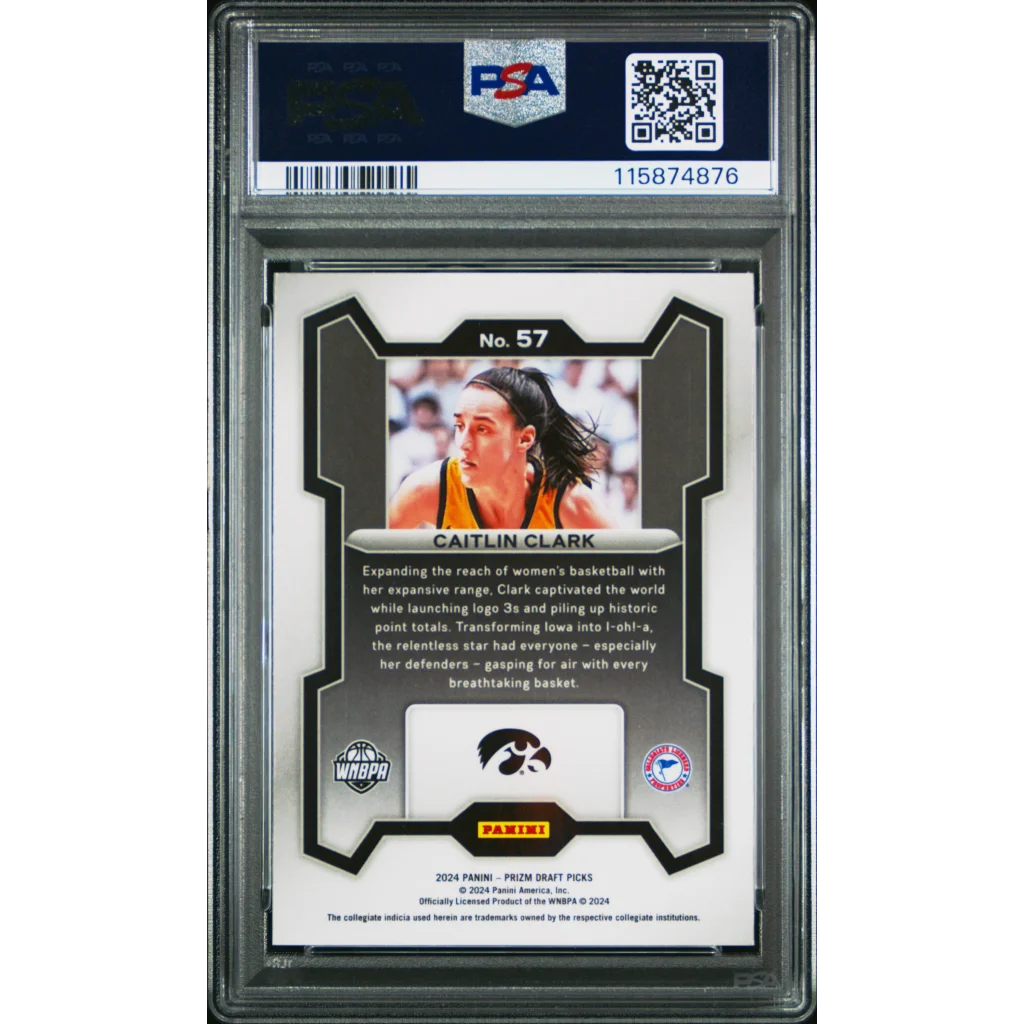 Graded 2024 Panini Prizm Draft Picks Caitlin Clark #57 Rookie RC Basketball Card PSA 10 Gem Mint | PSA 10 Gem Mint Graded Rookie Card | vintageantiquesgifts.com