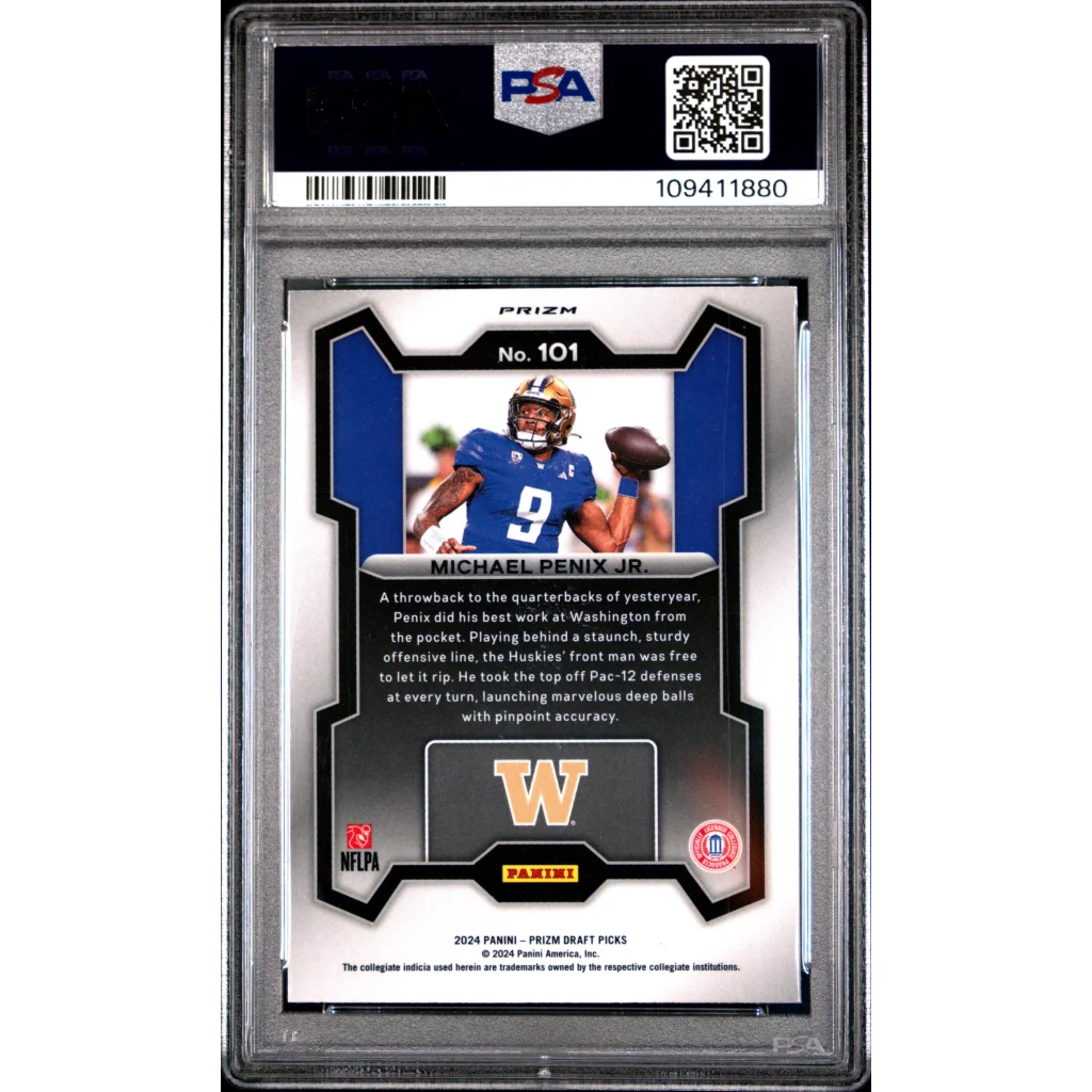 Graded PSA 10 2024 Panini Prizm Draft Picks Michael Penix Jr Red Ice RC #101