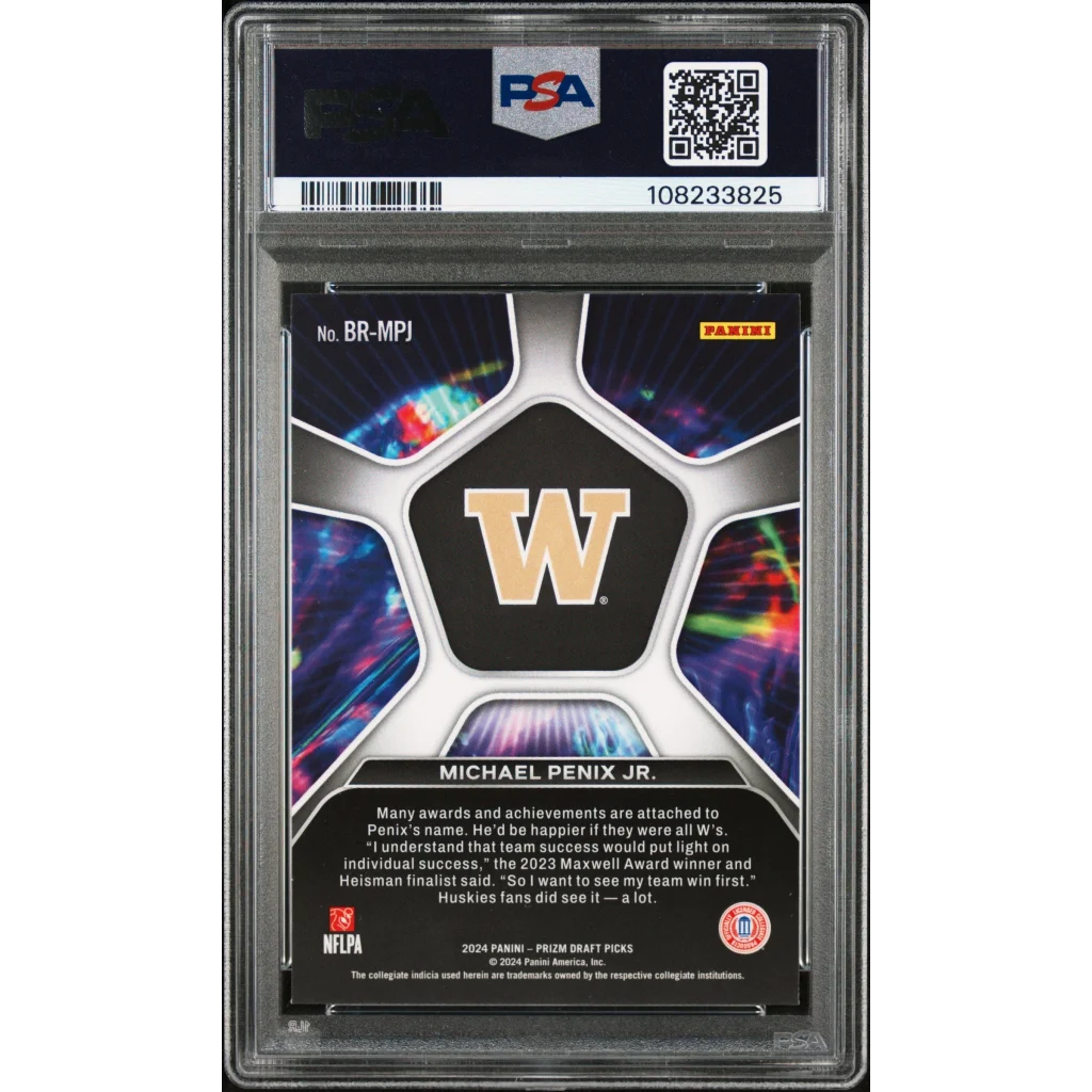 Graded 2024 Panini Prizm Draft Picks Michael Penix Jr #BRMPJ Brilliance Rookie RC Football Card PSA 10 Gem Mint | PSA 10 Gem Mint Graded Rookie Card | vintageantiquesgifts.com