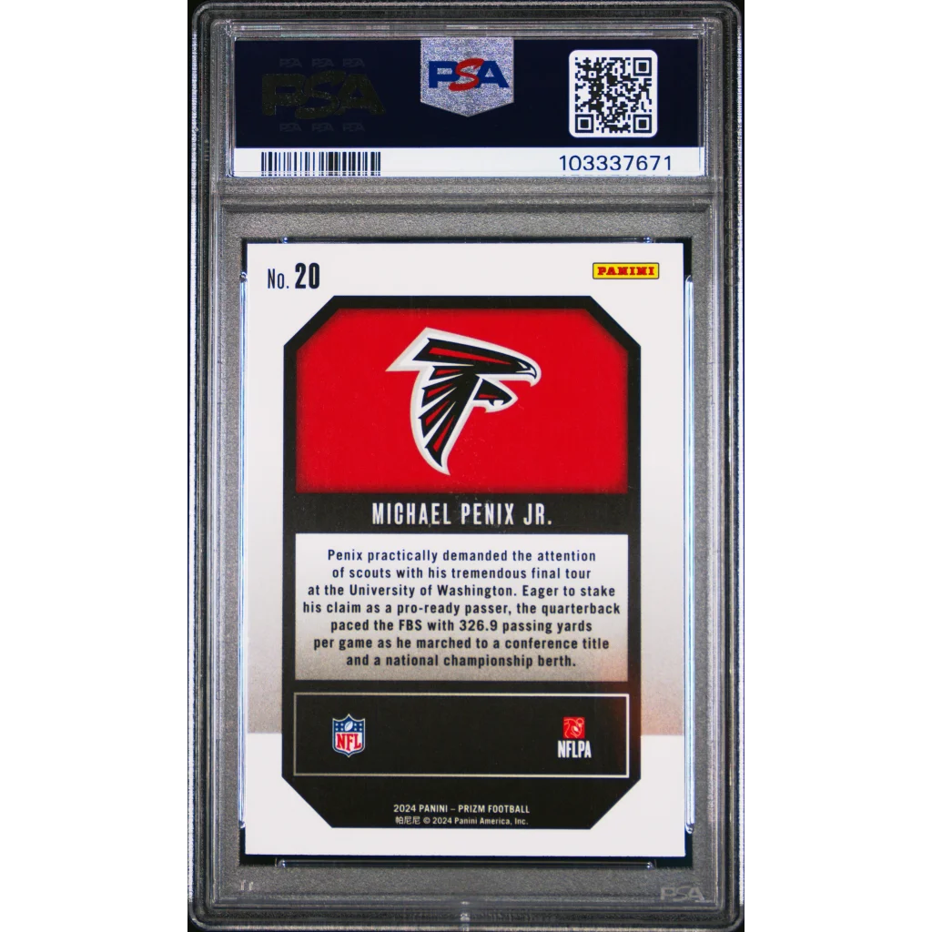 Graded 2024 Panini Prizm Michael Penix Jr #20 Emergent Rookie RC Football Card PSA 6 Ex Mint | PSA 6 EX-MT Graded Rookie Card | vintageantiquesgifts.com