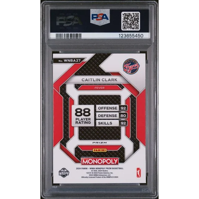Graded 2024 Panini Prizm Monopoly WNBA Caitlin Clark #27 Silver Prizm Rookie RC Basketball Card PSA 10 Gem Mint