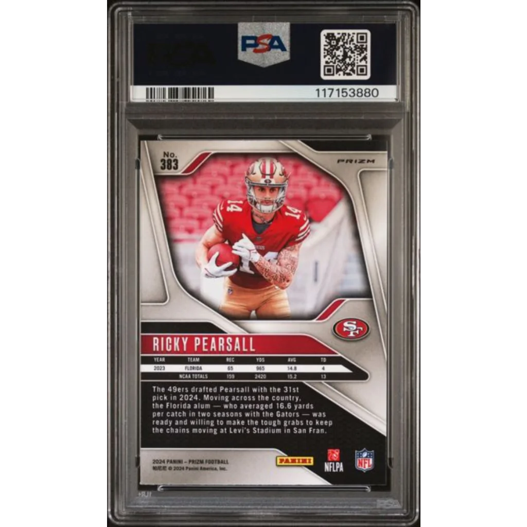 Graded PSA 10 2024 Panini Prizm Ricky Pearsall #383 Green Wave Rookie Card