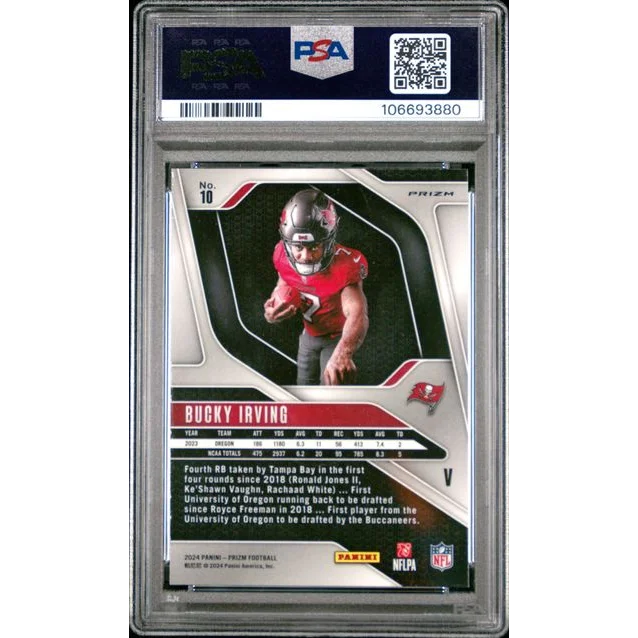 Graded 2024 Panini Prizm Rookie Variation Bucky Irving #10 Rookie RC Football Card PSA 9 Mint | PSA 9 Mint Graded Rookie Card | vintageantiquesgifts.com