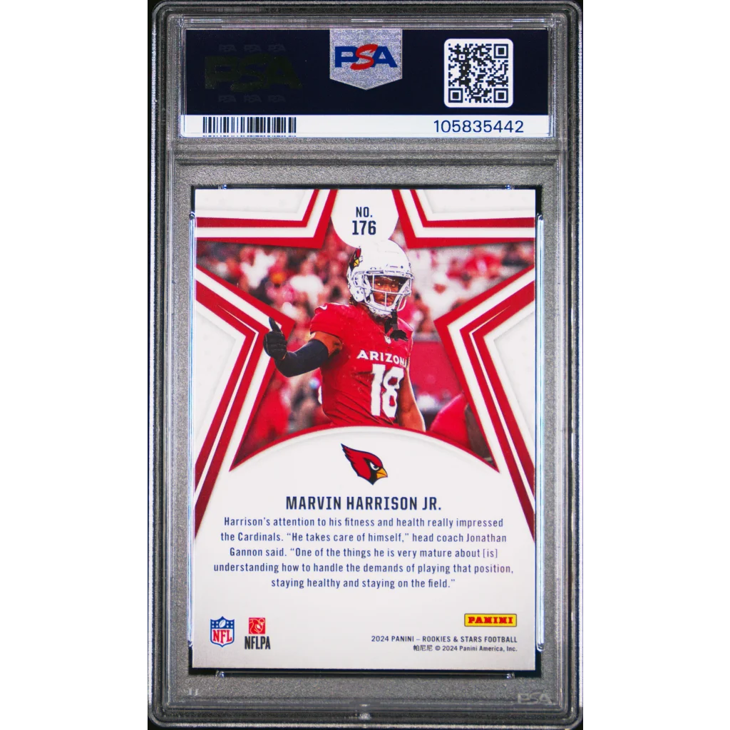 Graded PSA 10 2024 Panini Rookies & Stars Marvin Harrison Jr #176 rookie RC card
