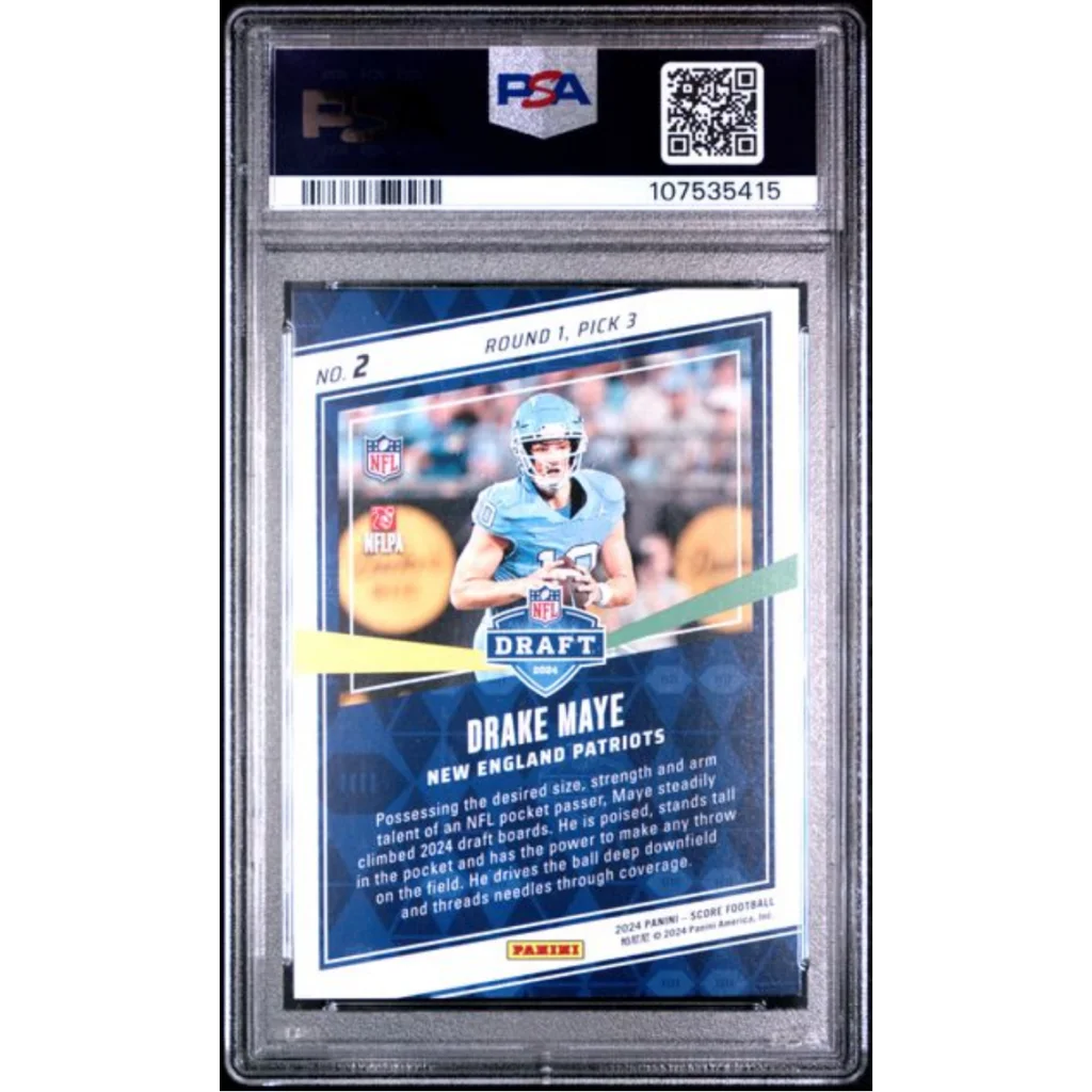 Graded 2024 Panini Score Drake Maye #2 NFL Draft Rookie RC Football Card PSA 10 Gem Mint