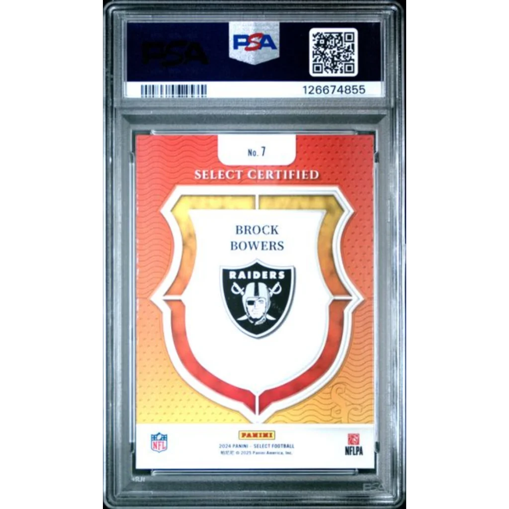 Graded 2024 Panini Select Brock Bowers #7 Select Certified Rookies Rookie RC Football Card PSA 10 Gem Mint | PSA 10 Gem Mint Graded Rookie Card | vintageantiquesgifts.com