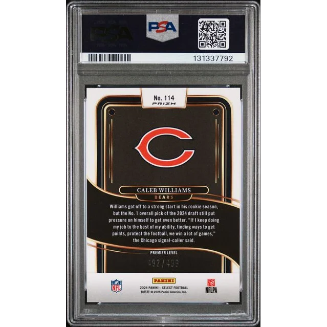 Graded PSA 10 2024 Panini Select Caleb Williams Bears RC /499 card slab