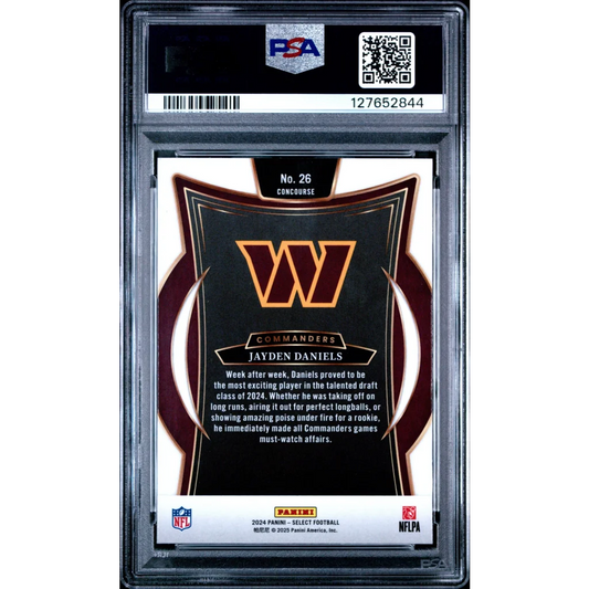Graded PSA 10 2024 Panini Select Jayden Daniels #26 Rookie RC Card