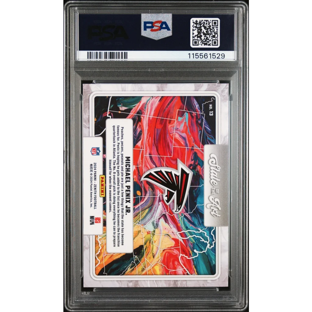 Graded 2024 Panini Zenith Michael Penix Jr #13 State of the Art Rookie RC Football Card PSA 10 Gem Mint | PSA 10 Gem Mint Graded Rookie Card | vintageantiquesgifts.com