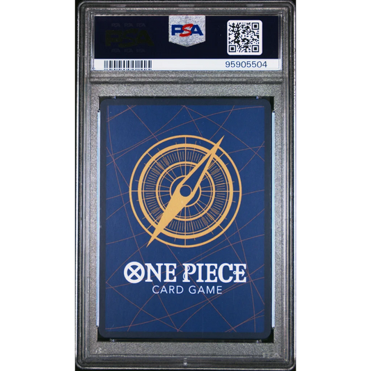 Graded PSA 10 Blue Stussy OP07 #085 One Piece TCG Card with Gold Compass