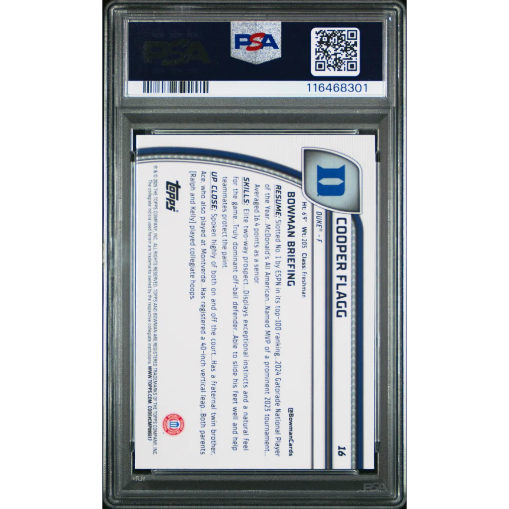 2017 Topps Chrome Cooper Flagg PSA 9.5 Gem Mint Baseball Card