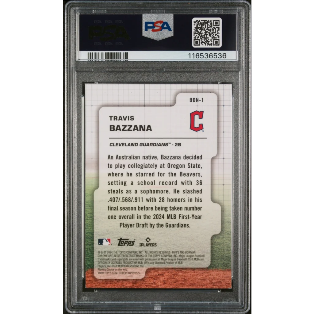 Graded 2024 Bowman Draft Travis Bazzana Rookie Card in PSA case