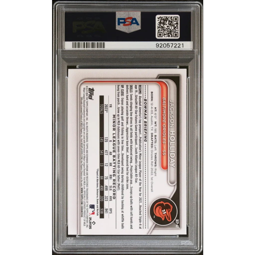 PSA Graded Jackson Holliday 2024 Bowman Chrome Lunar Glow baseball card