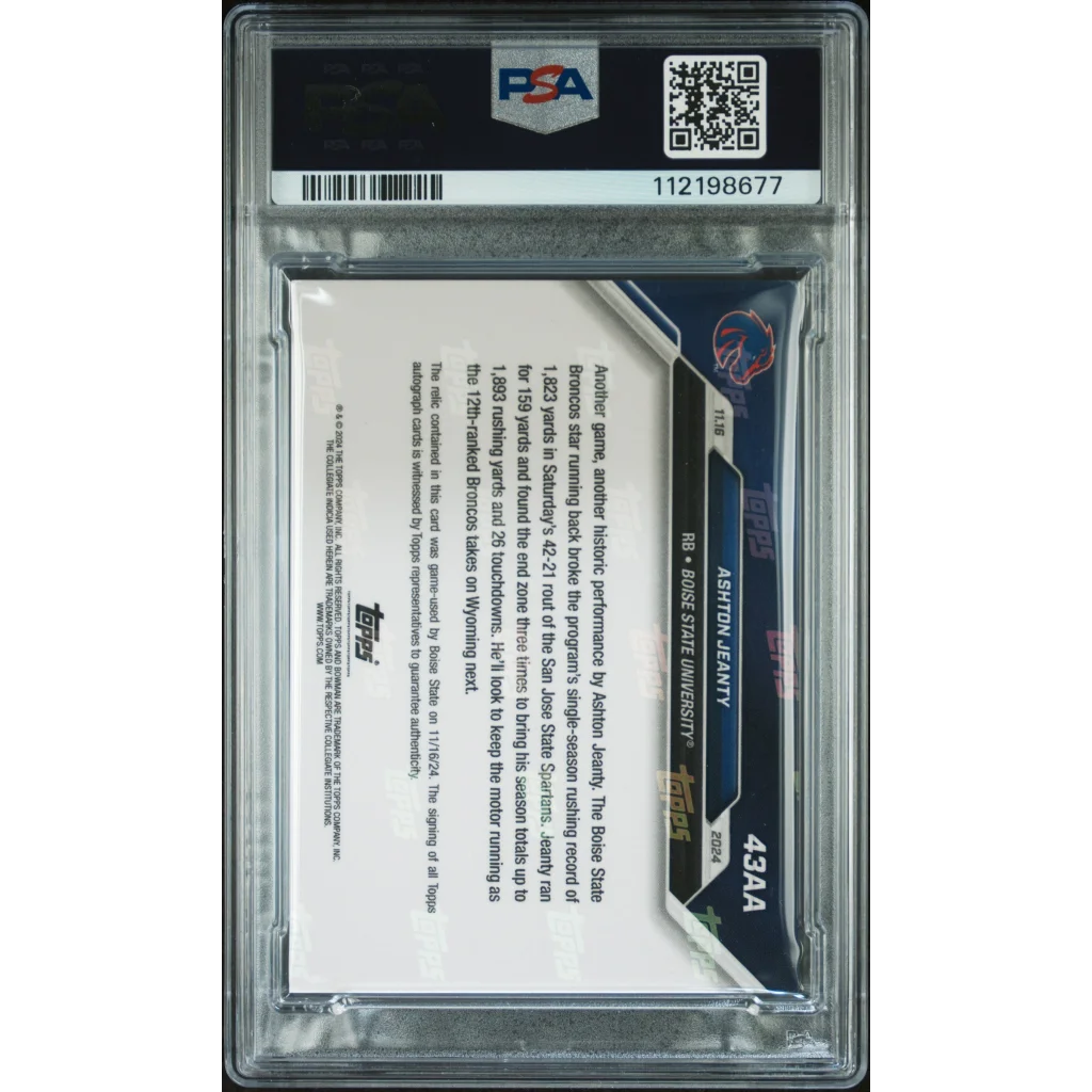 Graded 2024 Topps Bowman Ashton Jeanty auto grade PSA 10 gem mint rookie RC
