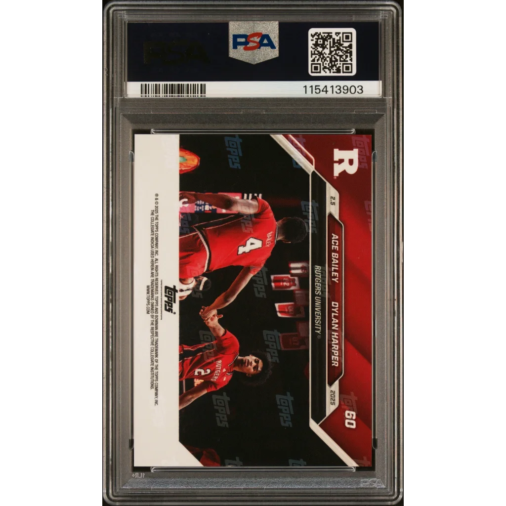 Graded 2024 Topps Bowman U Now Dylan Harper/Ace Bailey #60 Blue /49 Rookie RC Basketball Card PSA 8 Near Mint