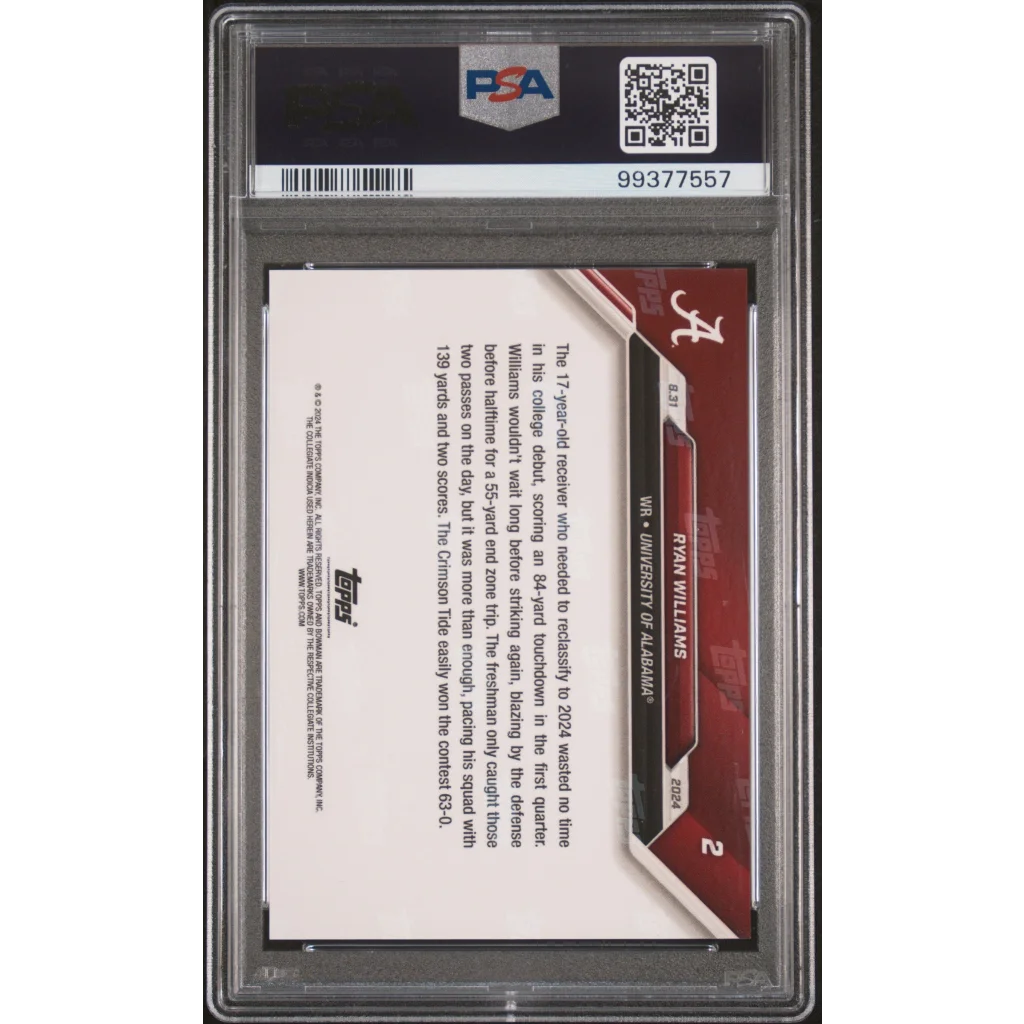 Graded 2024 Topps Bowman U Now Ryan Williams #2 Rookie RC Football Card PSA 10 Gem Mint | PSA 10 Gem Mint Graded Rookie Card | vintageantiquesgifts.com