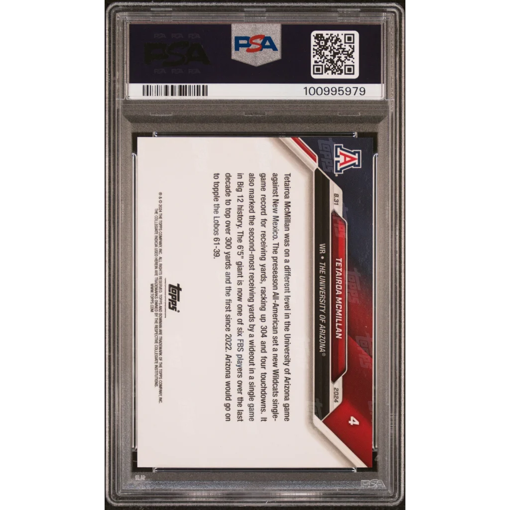 Graded 2024 Topps Bowman U Now Tetairoa McMillan #4 Rookie RC Football Card PSA 10 Gem Mint | PSA 10 Gem Mint Graded Rookie Card | vintageantiquesgifts.com