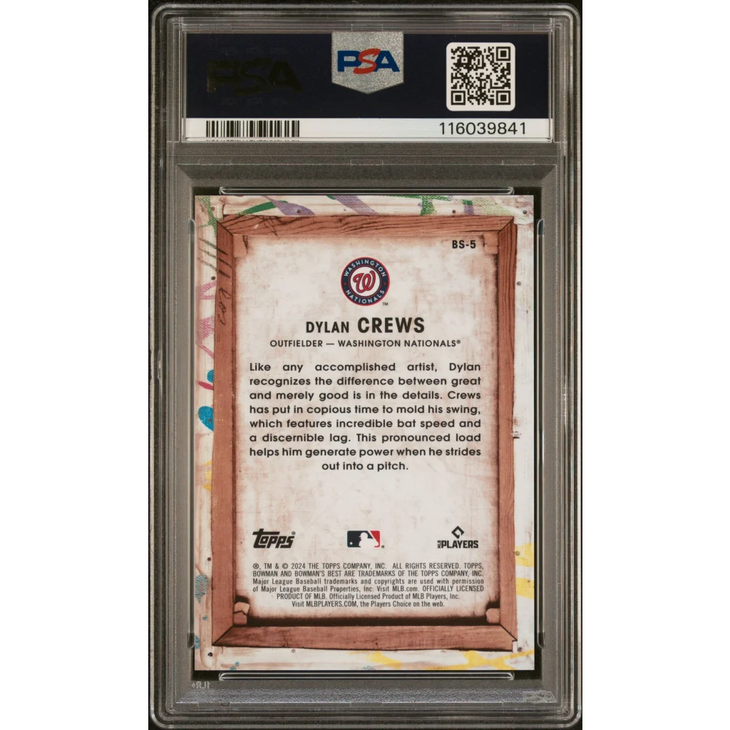 Graded 2024 Topps Bowmans Best Dylan Crews #BS5 Bowman Showpieces Rookie RC Baseball Card PSA 10 Gem Mint | PSA 10 Gem Mint Graded Rookie Card | vintageantiquesgifts.com