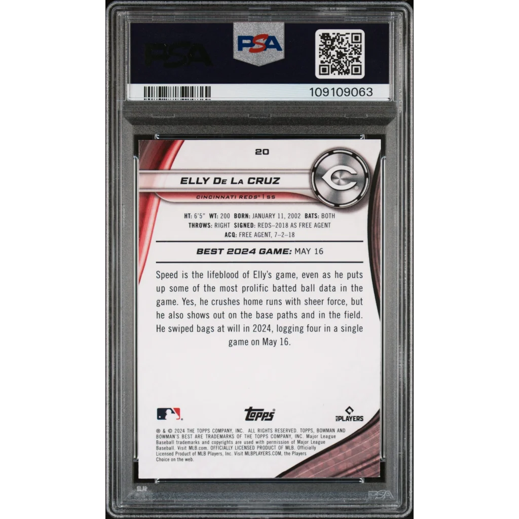 Graded Elly De La Cruz 2024 Bowmans Best baseball card in PSA case